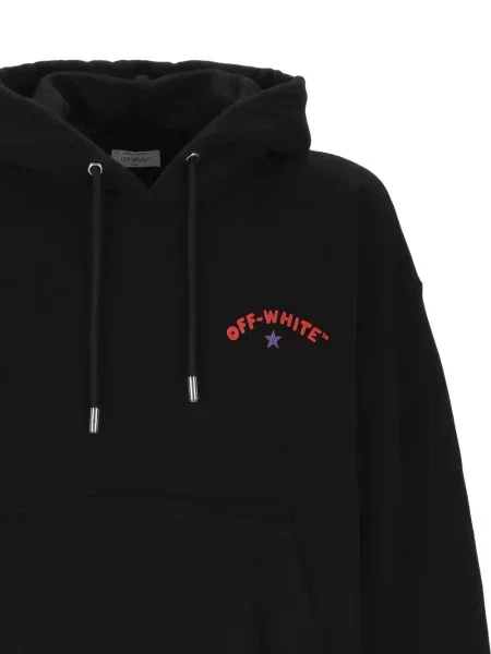 Суичър с качулка Off-white с принт бяло