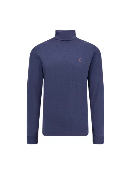 Haftowany golf Polo Ralph Lauren klasyczny z długim rękawem granatowy