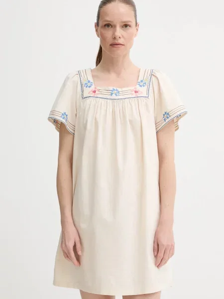 Levi's Šaty s příměsí lnu AMBRE BABYDOLL DRESS béžové