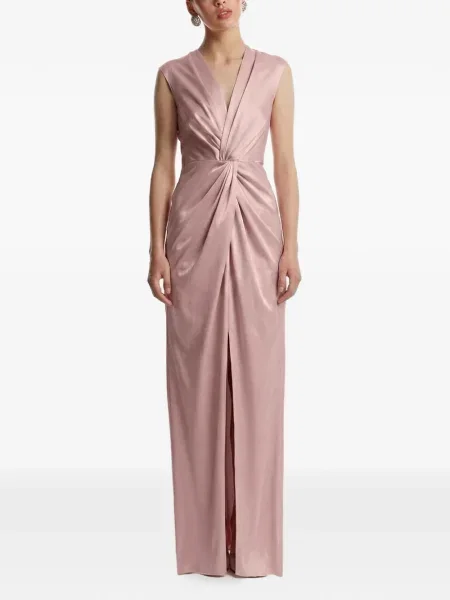 Sukienka Framboise z dekoltem w serek garniturowa różowa