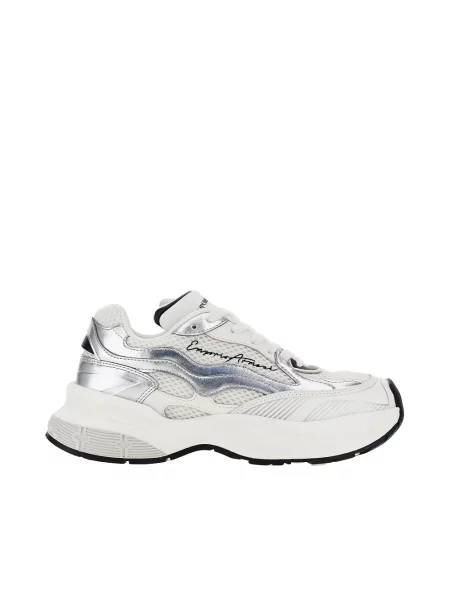 Sneakersy Emporio Armani skórzane z siateczki