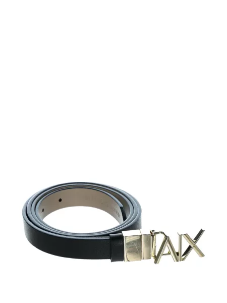 Curea Armani Exchange din piele cu autograf negru