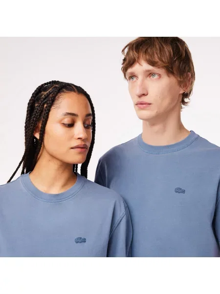 Lacoste Koszulka Natural Dyed Jersey niebieska