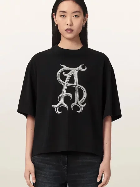AllSaints tricou oversized pentru femei din REFLEX AMELIE TEE negru