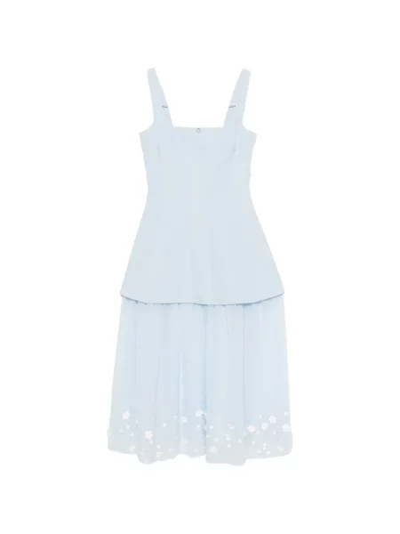 Rochie midi Stine Goya cu model floral cu aplicații până la genunchi albastru