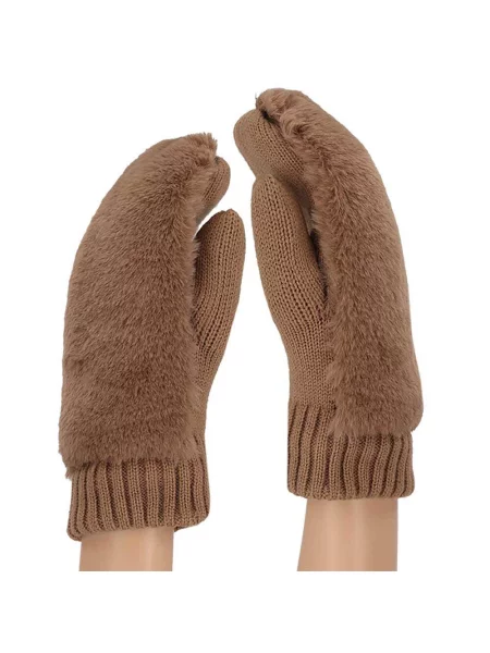 Rękawiczki typu teddy uniwersalny taupe beżowe