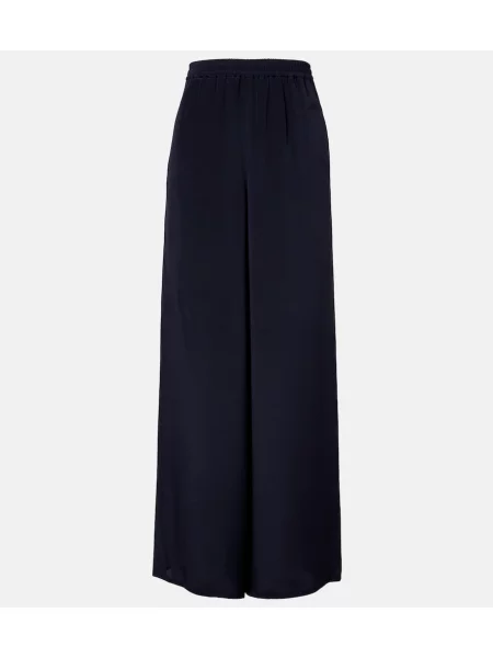 Pantaloni palazzo Max Mara de mătase albastru