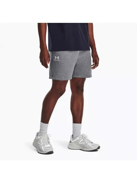 Pantaloni scurți pentru bărbați Under Armour Icon Fleece Pitch gray medium heather/white alb