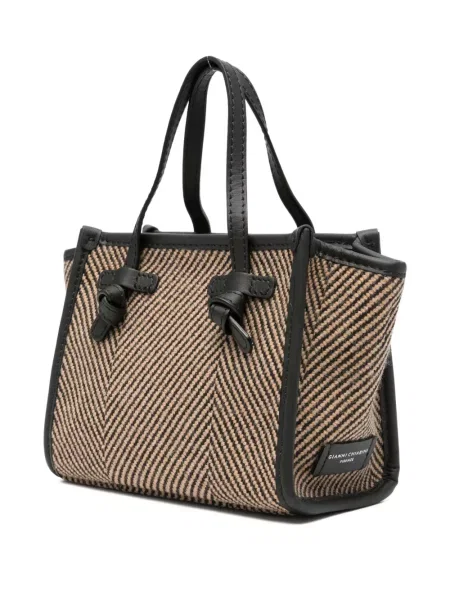 Geantă shopper Gianni Chiarini cu model herringbone negru