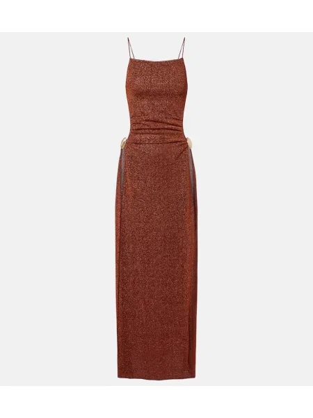 Rochie midi Oseree cu spatele deschis maro