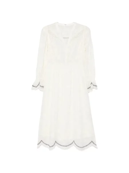 Rochie midi Ba&sh din dantelă până la genunchi de costum alb