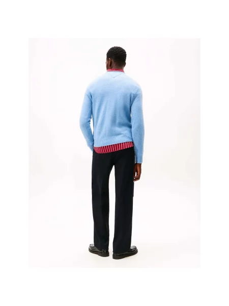 Pulover Tommy Hilfiger cu decolteu rotund albastru