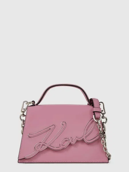 Кожена чанта Karl Lagerfeld K/SIGNATURE розово