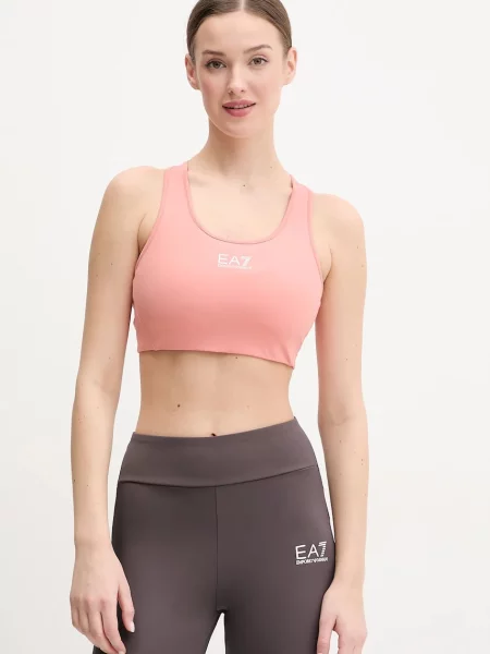 Спортен сутиен Emporio Armani с изчистен дизайн оранжево