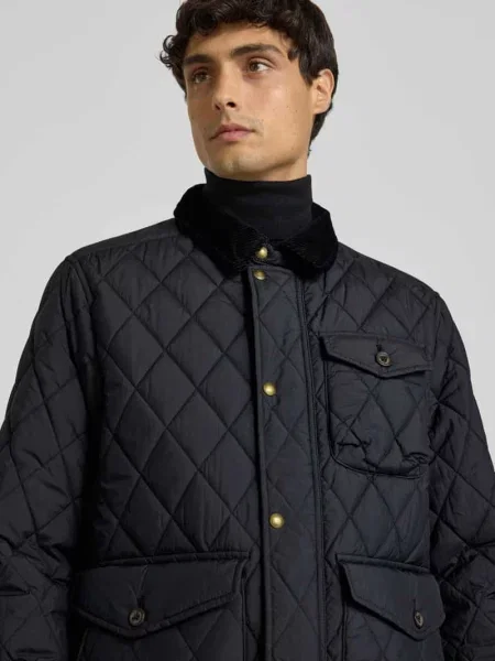 Kurtka pikowana z wykładanym kołnierzem model ‘BEATON’ Polo Ralph Lauren czarna