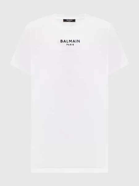 Футболка з вишивкою логотипа Balmain біла