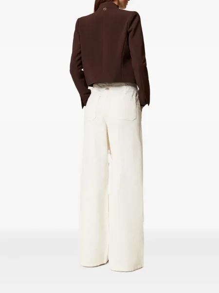 Pantaloni Twinset de catifea cord alb