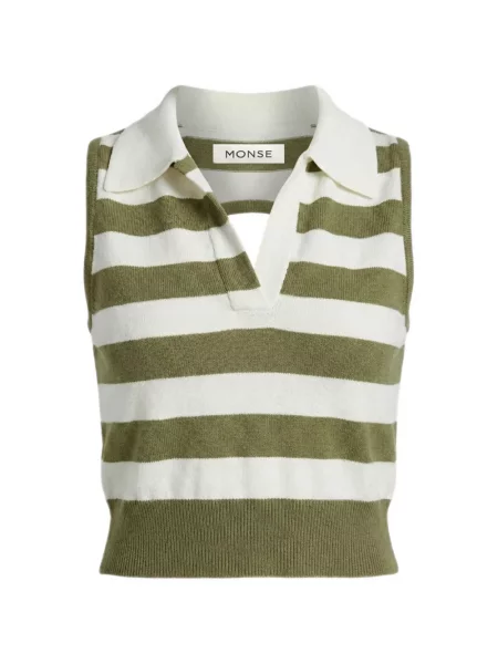 Gulerat top Monse cu dungi verde
