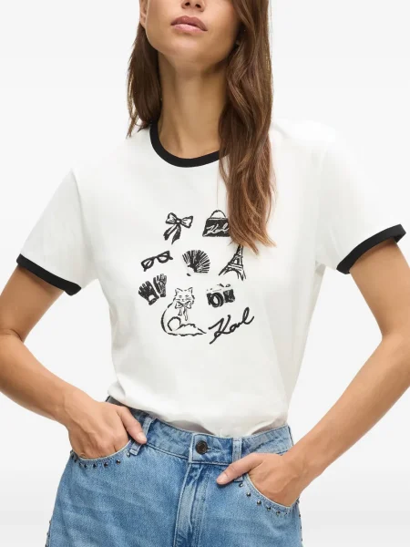 Tricou Karl Lagerfeld cu imagine alb