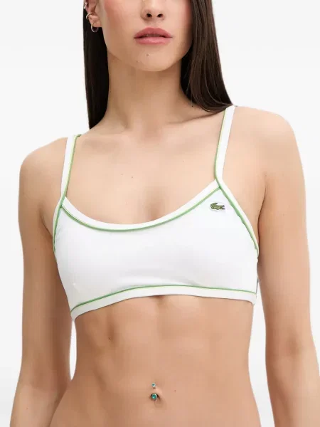 Top Lacoste din jerseu alb