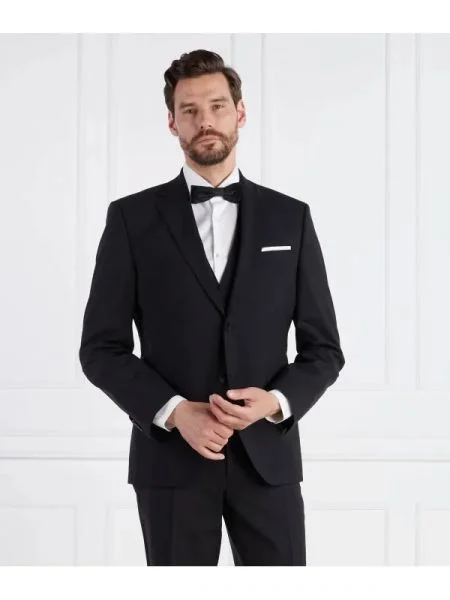 BOSS BLACK de lână sacou negru