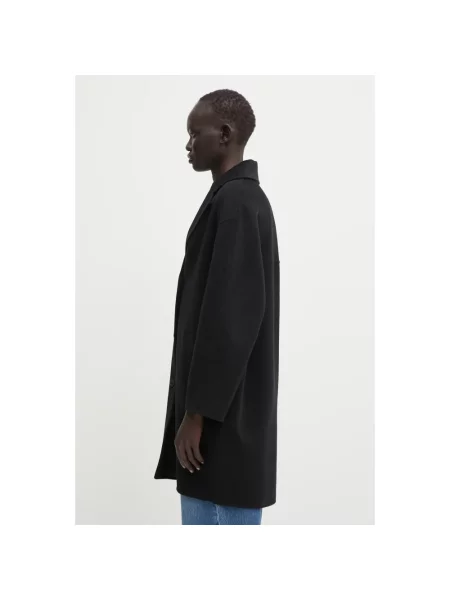 Płaszcz Maison Kitsune wełniany dwustronny czarny