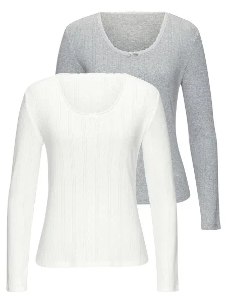 VIVANCE Tričko šedý melír bílá