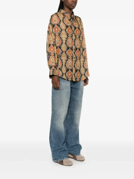 Cămașă R13 cu model paisley negru
