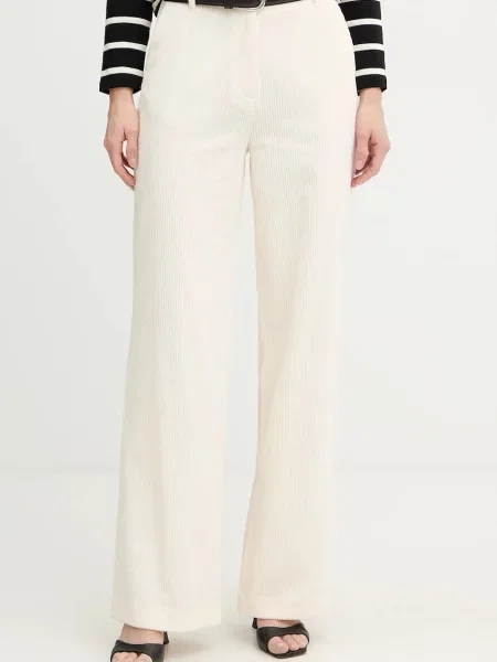 Morgan pantaloni de catifea cord drept high waist PKENI.F bej