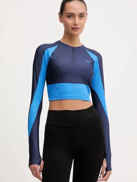 Longsleeve Under Armour HeatGear Rib Zip niebieski