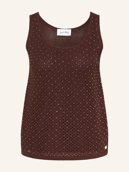 Dzianinowy top Joseph Ribkoff z kamieniami brązowy
