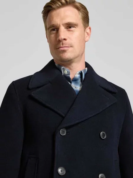 Płaszcz w kroju slim fit z mieszanki wełny model Boss granatowy