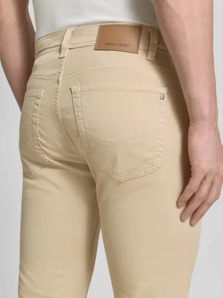 Spodnie w kroju tapered fit z w szwach model Lyon' Pierre Cardin beżowe