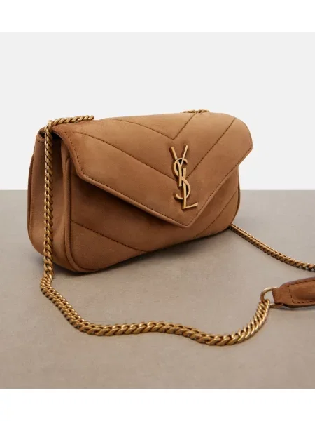 Geantă Saint Laurent din piele de căprioară maro