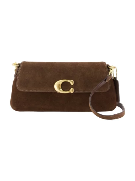 Coach torebka crossbody zamszowa Suade Jet Shoulder Bag brązowa