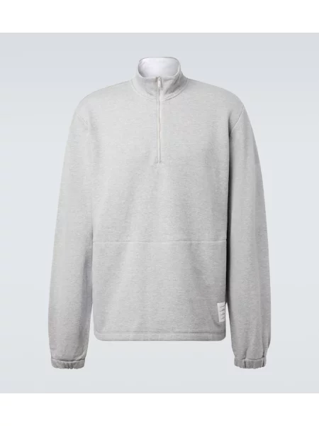 Mikina Thom Browne jersey s polovičními zipem šedá