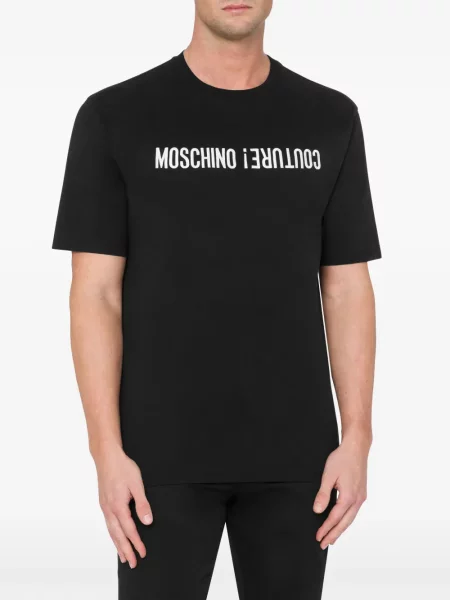 Raštuotas marškinėliai Moschino juoda