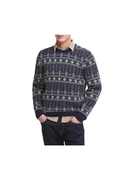 Sweter Barbour wełniany niebieski