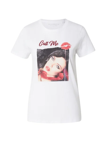 GUESS Tricou CALL ME EASY gri deschis / sângeriu / negru alb