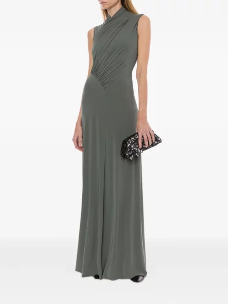 Rochie maxi Alberta Ferretti lungă de costum stretch gri