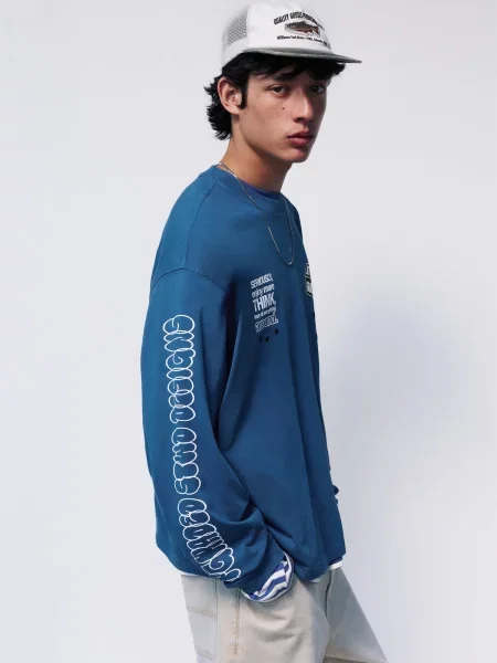 Pull&Bear Tričko STWD COMMUNITY PLAYER zafírová / čierna biela