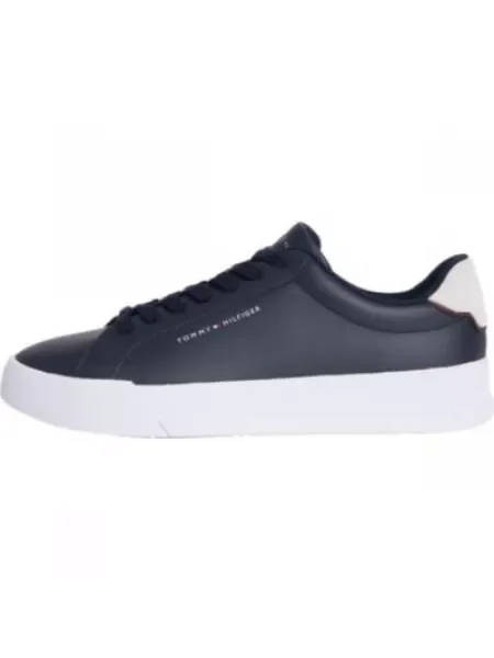 Tommy Hilfiger bőr sportcipő TH COURT LTH DETAIL ESS sötétkék kék