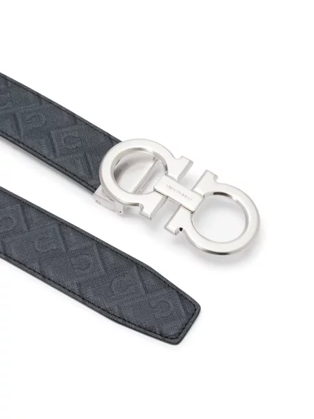 Cu centură curea Ferragamo din piele gri