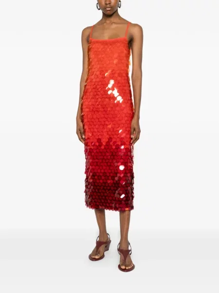 Rochie midi Leslie Amon cu paiete portocaliu