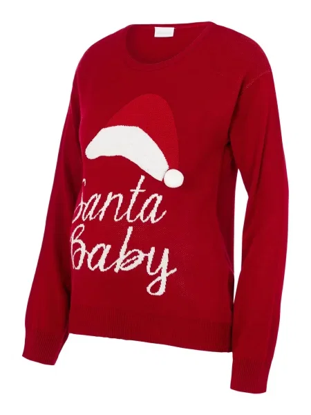 MAMALICIOUS Sveter SANTA BABY červená biela