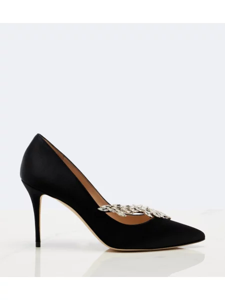 Pantofi cu toc Manolo Blahnik din satin negru