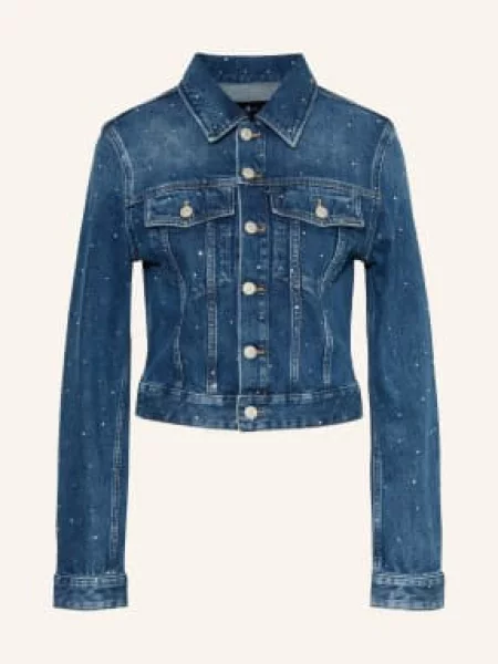 7 For All Mankind Džínová Bunda S Ozdobnými Kamínky blue shine modrá