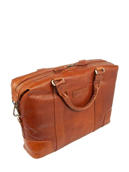 Кожаная сумка для ноутбука Ashwood Leather коричневая