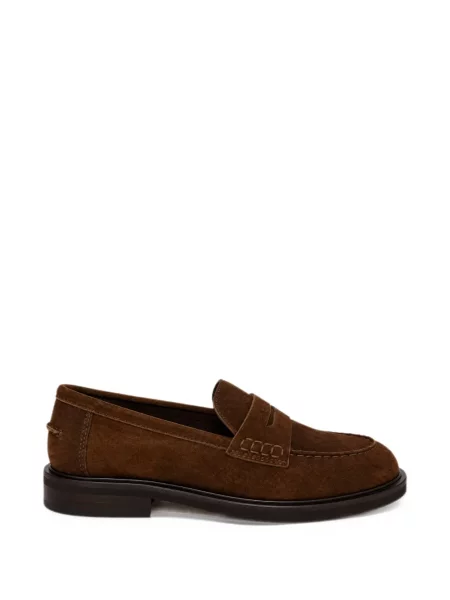 Loafersy Poeve zamszowe brązowe