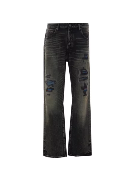 Blugi cu picior larg Purple Brand zdrențuiți negru
